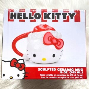 Hello Kitty Santa Hat Christmas Holiday Sculpted 3D Ceramic MUG NEW 16oz